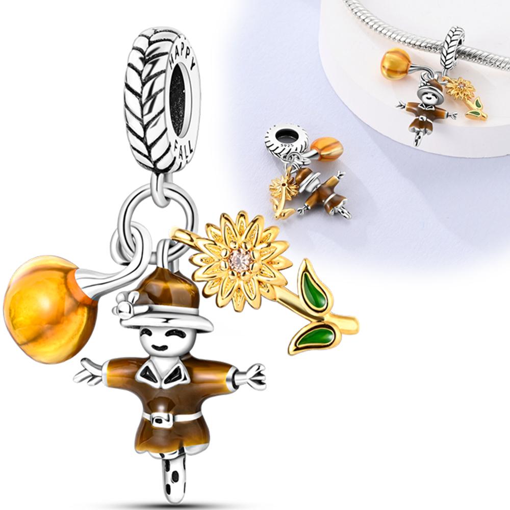 

Original Charms Copper Pumpkin Sunflower Scarecrow Pendants Fit Charms Plata Bracelets For Women Jewelry Making Gifts