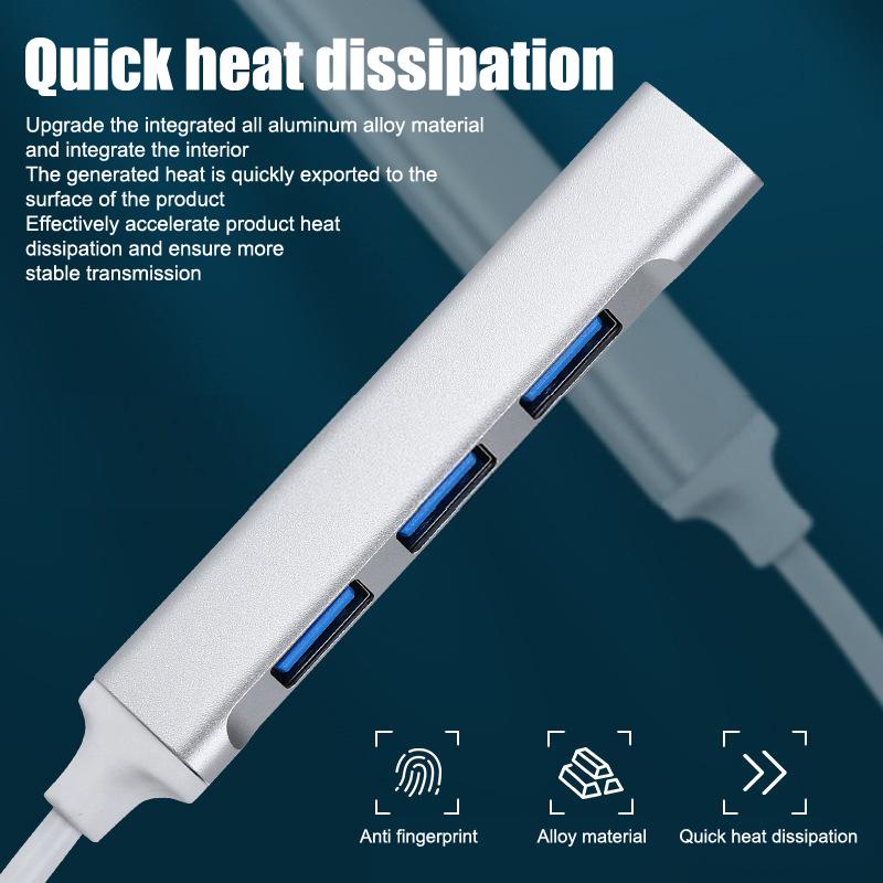 Mini Usb Type C Hub 4Port Adapter Usb3.1Multi Splitter 4In1 Docking Station Ultraslim Superspeed Aluminum For Computer Laptop Pc