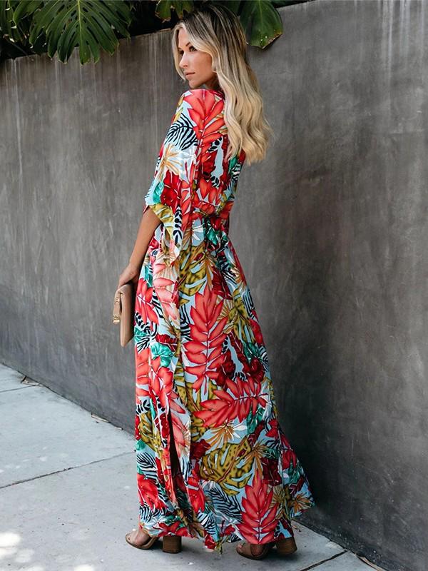 Europäisch-Amerikanisches Florales Baumwoll Strand Überwurf Sonnenschutz Kleid