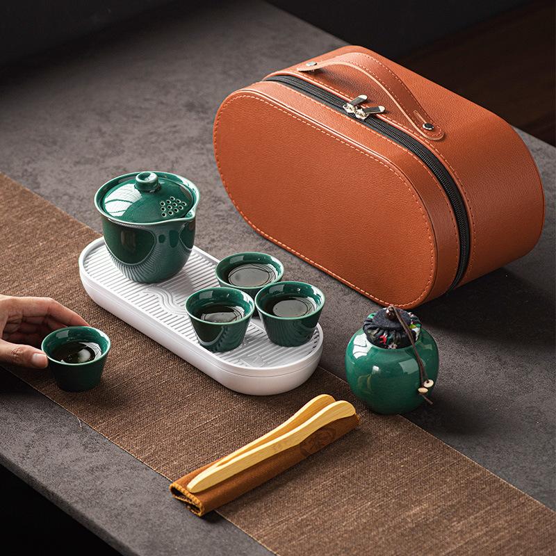 Travel tea set Portable celadon Kung Fu tea set Outdoor Ge kiln teapot camping Kuaike Cup Company
