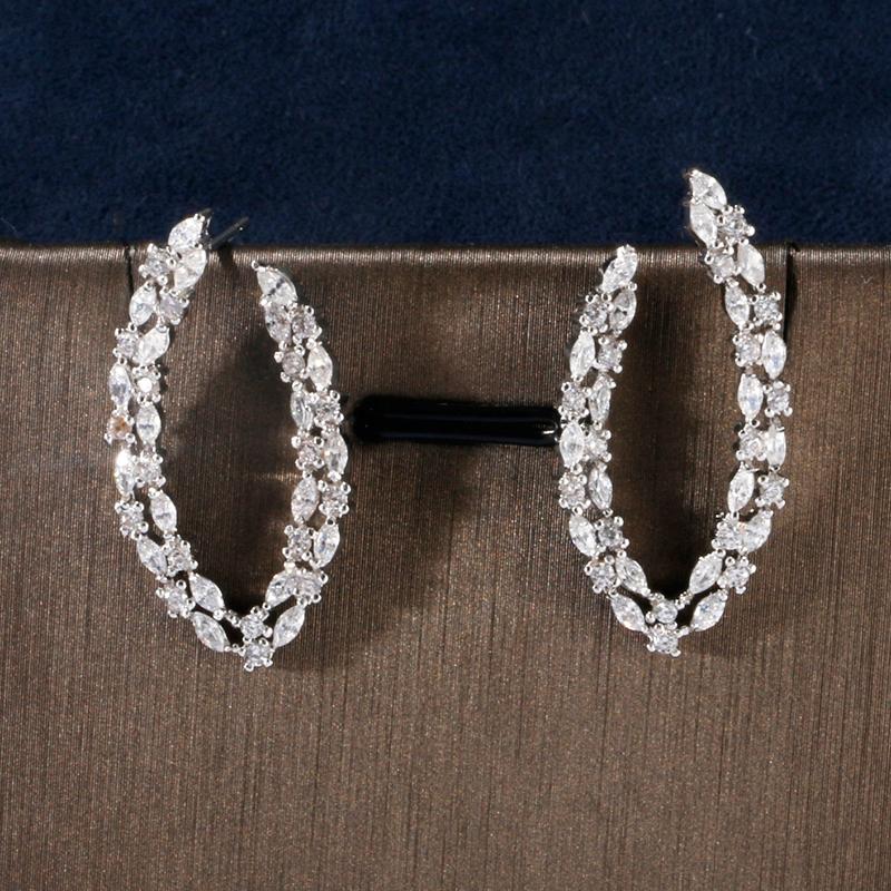 

ZAKOL Преувеличенные геометрические блестящие серьги-подвески с цирконами Модные свадебные серьги для невесты Подарки с цирконами для женщин