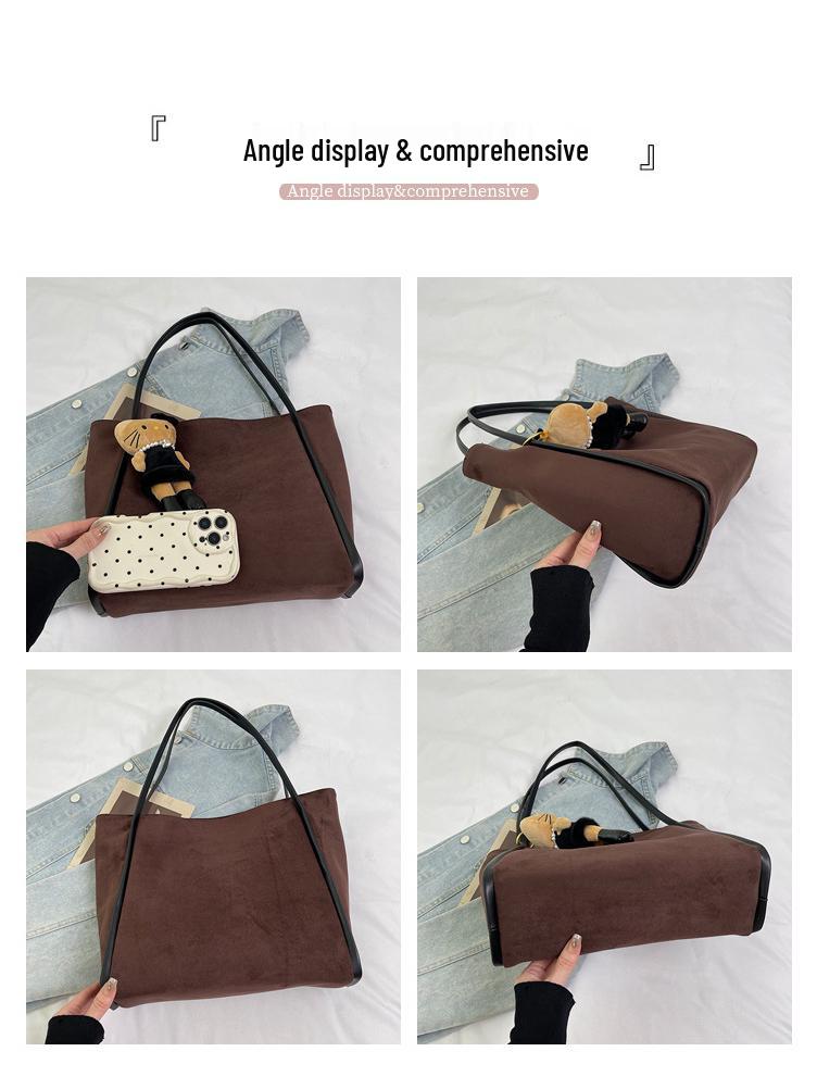 Retro Suede Versatile Shoulder Tote - High-End Fashionable Large Capacity Bag