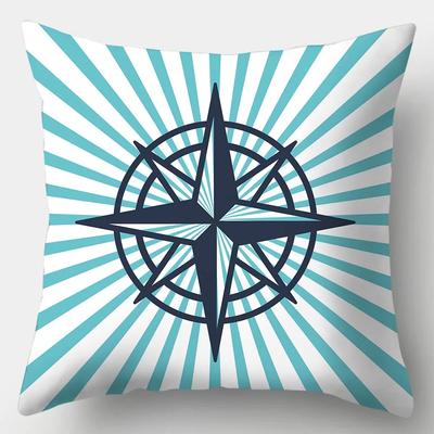 Home Decor Sailor Style Pillowcase Square Sofa  Marine Theme Printed Cushion Cover for Bedroom Living Room X