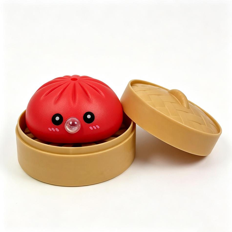 Bubble Blowing Dumpling Steamed Bun Squishy Vinyl Squeeze Fidget Sensory Toy Stress Relief Decompression Desk Decor Party Favors