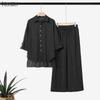 ZANZEA Seturi de Costume din Două Piese pentru Femei, cu Bluză cu Mânecă Lungă și Pantaloni Lungi, cu Dungi