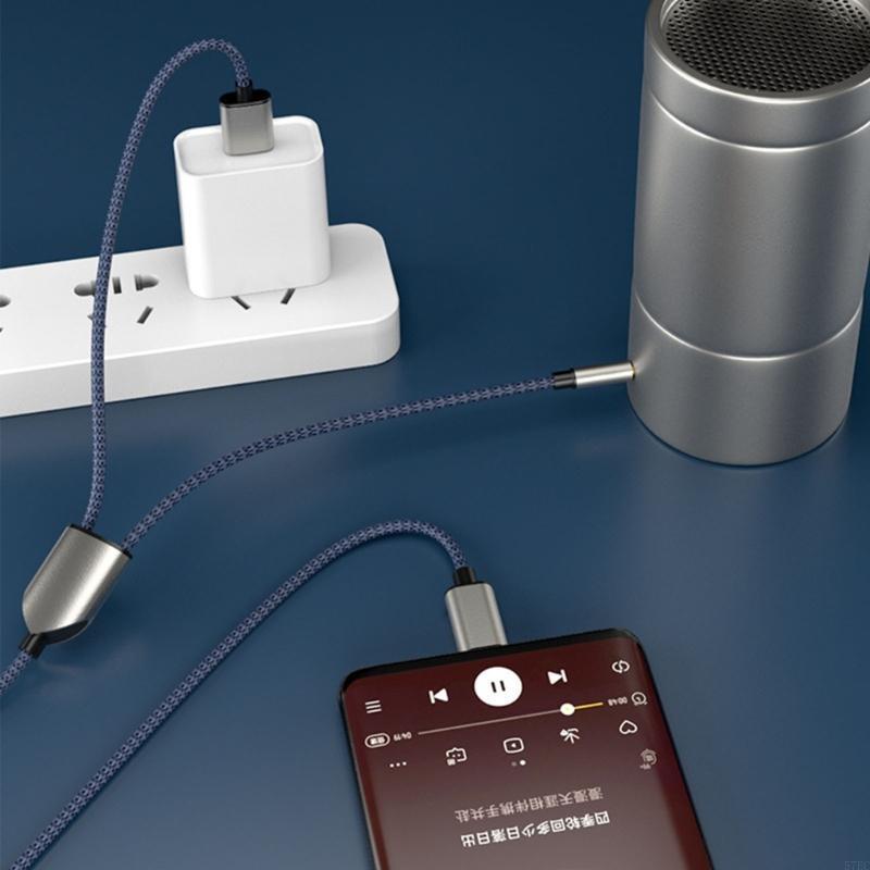 Two-in-one Type-C to USB A 3.5mm Car Stereo Aux Headphone Cable 2 in 1 Connection Wire Line for USB C PhonesTablets