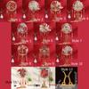 Long Handle Wedding Show Fan Handmade Bride Hand Held Fan Elegant Decorative Fan  for Hanfu