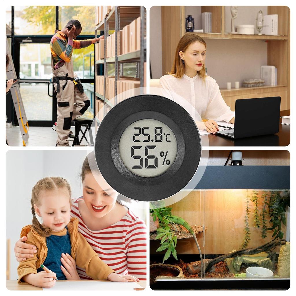 Mini Hygrometer Thermometer Digital LCD Monitor Celsius Meter Humidity Meter Indoor Room Round Humidor Hygrometer