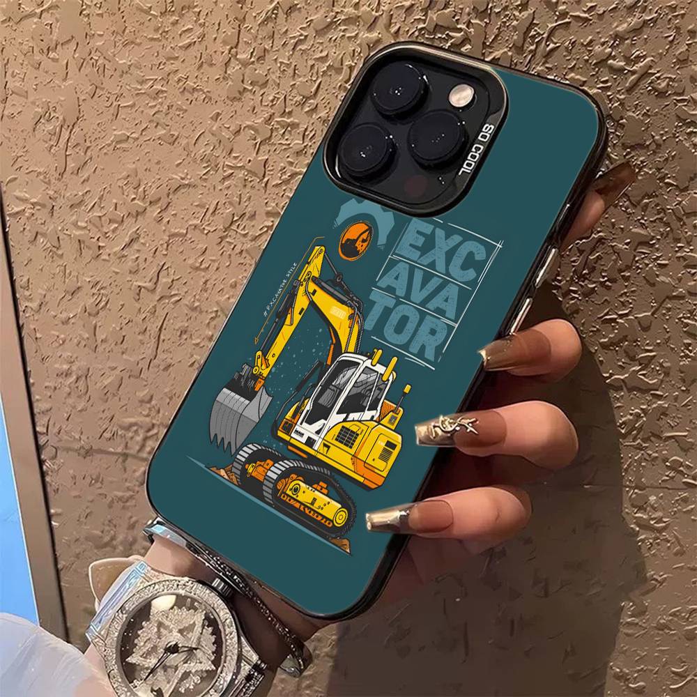 

Excavator mechanical Phone Case For iPhone 17 16 15 14 13 12 11 Pro Max Plus Pro Colorful Shell iPhone 16