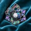 Camellia Brooch, 3D Hollow Floral Design Suit Badge with Imitation Pearl Cubic Zirconia Embellishment, Brooch Pin for Suits Scarves Accessories