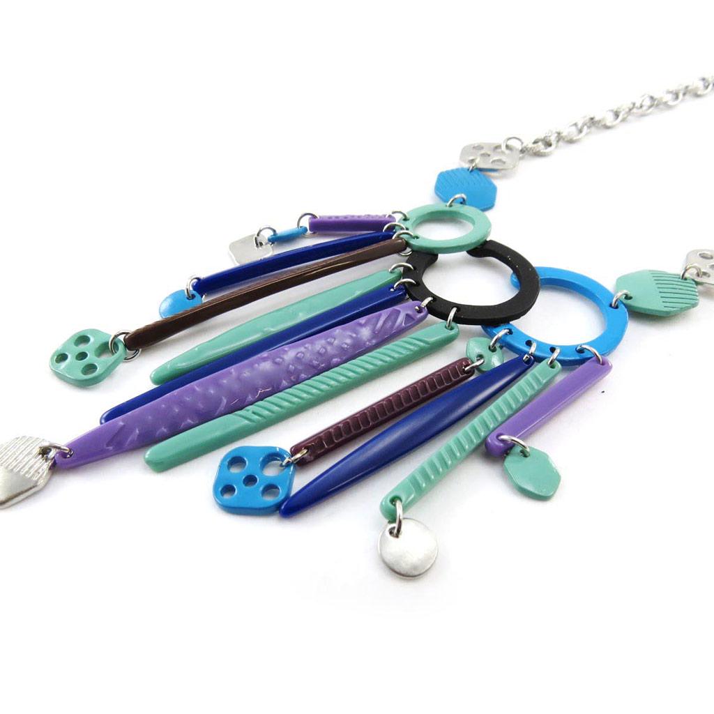 NOA [J3187] - Designer Necklace 'Pimprenelle' Purple Blue