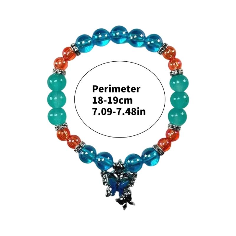 Stylish Crystal Bracelet With Butterfly Pendant Beaded Wristband Handmade Friendship Wristchain for Women Girls