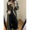 Women's Color Block Trench Coat - British Style for Spring & Autumn