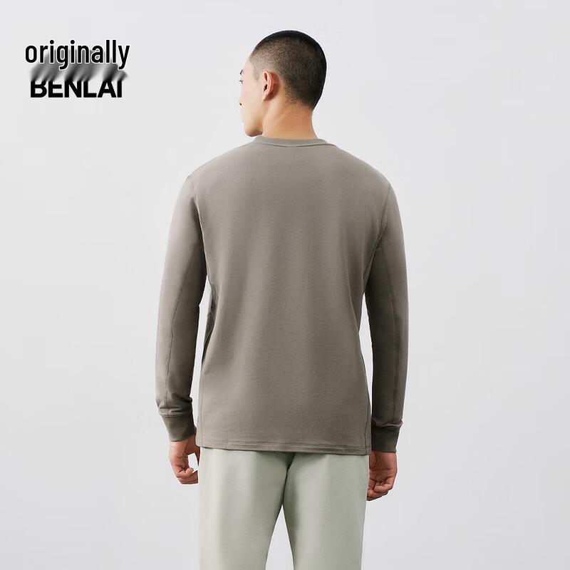 Benlai Men's Cotton-Feel Crew Neck Long Sleeve Tee