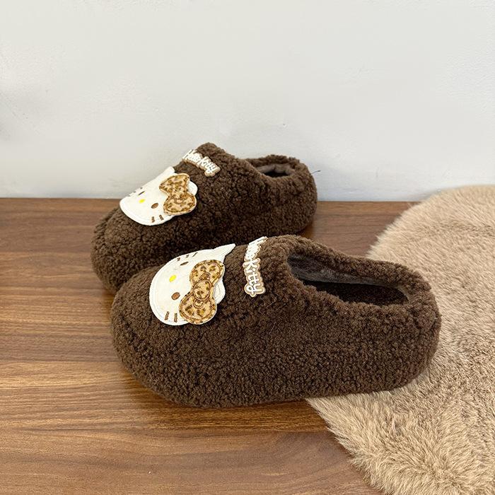Kätzchen Dicksohlige Lässige Flauschige Hausschuhe Damen Wintermode Niedliche und Verspielte Cartoon Vielseitige Baumwollhausschuhe