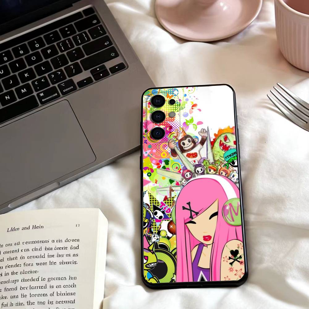 Sweet Edgy Vibe T-Tokidoki Art Phone Case For Samsung S25,24,23,22,30,21,10,9,Ultra,Plus,Lite,FE,4,5 G Soft Black Case