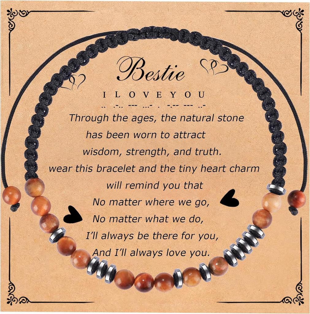 Morse code bracelet, magnet spacer, tiger eye weave, gift bracelet, emperor stone code bracelet.