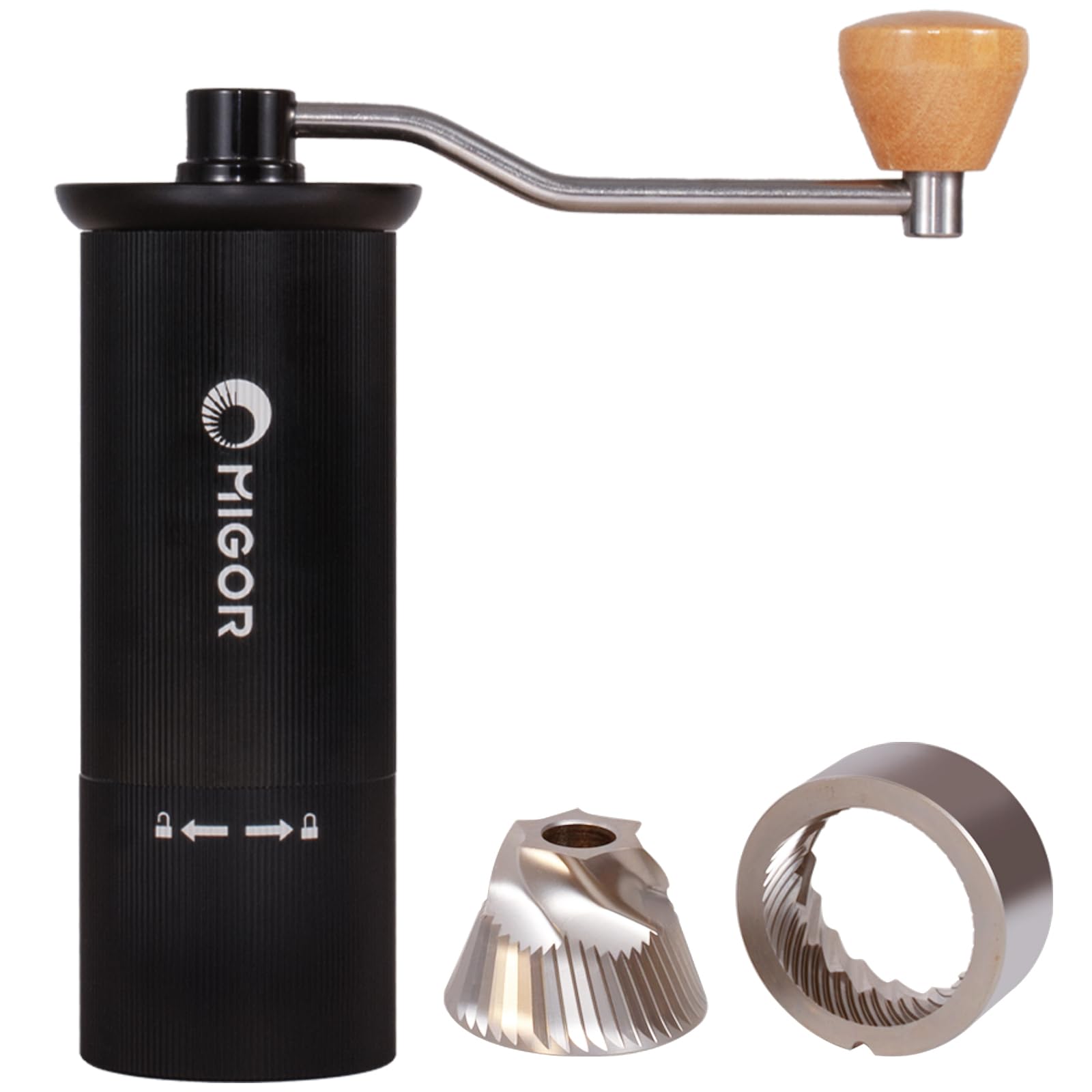 

MIGOR G22 Manual Coffee Portable Stainless Steel Conical Mortar with Adjustable Coarseness Grinder, Compact, (45mm Diameter) чёрный