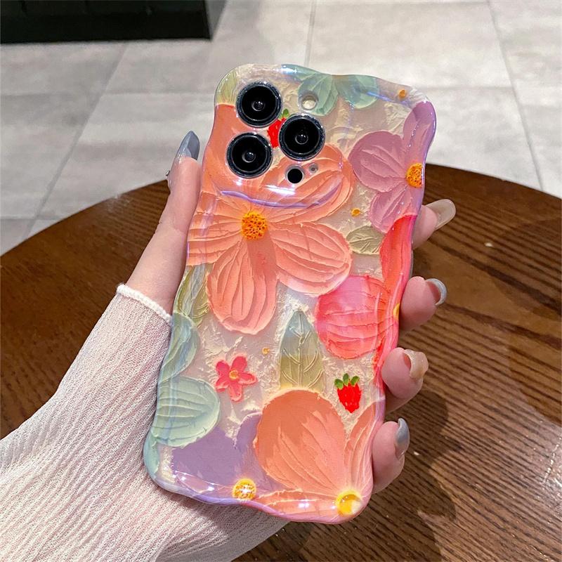 

Чехол для телефона с лазерным синим светом и цветами для iPhone 11 12 13 14 15 Pro Max 14Pro, роскошная защита камеры, мягкая задняя крышка IMD, чехол For iPhone 11