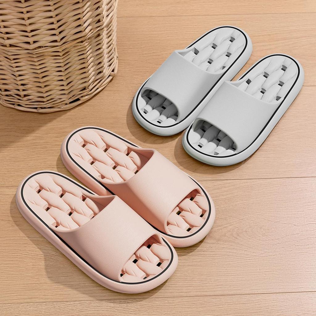 EVA Women Bathroom Slippers Flat Leaky Home Slides Quick Drying Comfortable Non-slip Slippers Lightweight Men Indoor Slippers