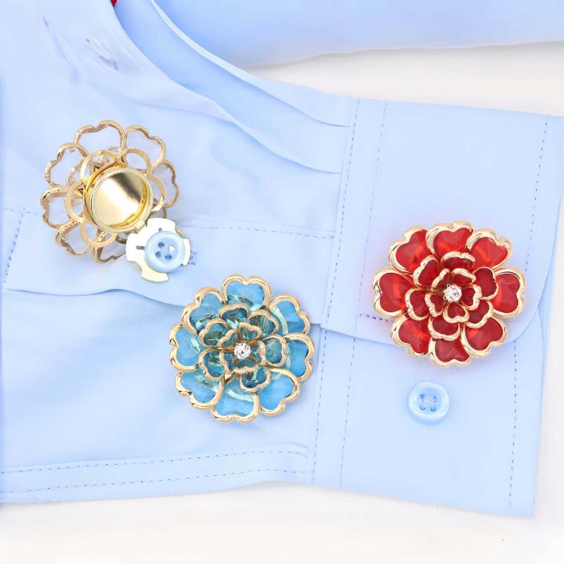 Faux Shell Pearl Flower Button Decorative Covers Women Shirt Accessories Cufflinks Luxury Rhinestone Button Clip For Clothing