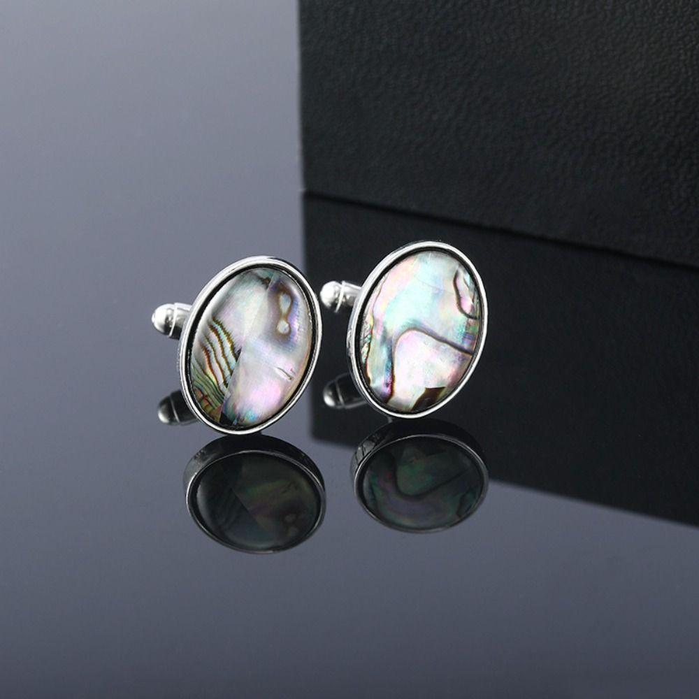 Shell Men Cufflinks Gradient Color Geometric Cufflinks French Shirt Cufflinks  Men Accessories