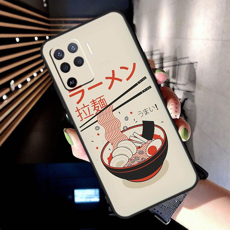 Ramen Cat Japanese Art Case For Oppo A17 A57 A77 A76 A16 A96 A18 A60 A80 A40 A38 A58 A78 A98 A94 A74 A54 A15 A5 Pro