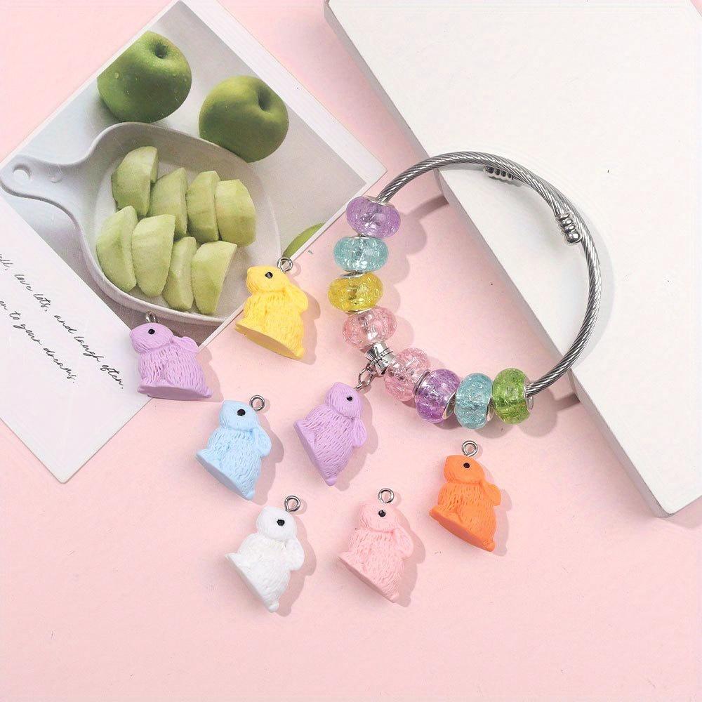 2/4/8pcs Resin Material Easter Rabbit Pendant Rabbit Animal Decoration DIY Jewelry Making Bracelet Necklace Keychain Phone Chain Beads Wedding