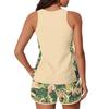 Women’s Two Piece Tankini Set with Tropical Print Sleeveless Top and Swim Shorts for Beach or Pool Activities