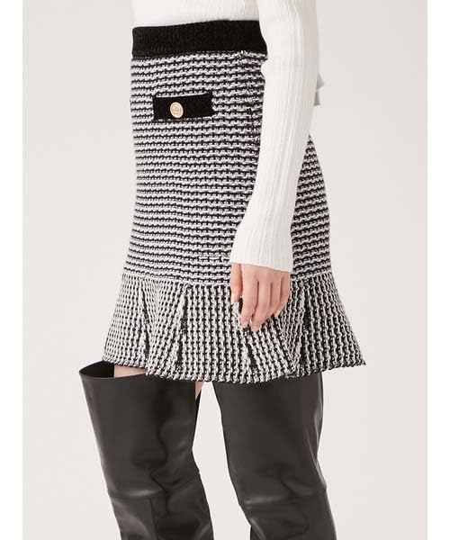 x Tweed knit skirt LWNS245092BLKF [LILYBROWN MARYQUANT]