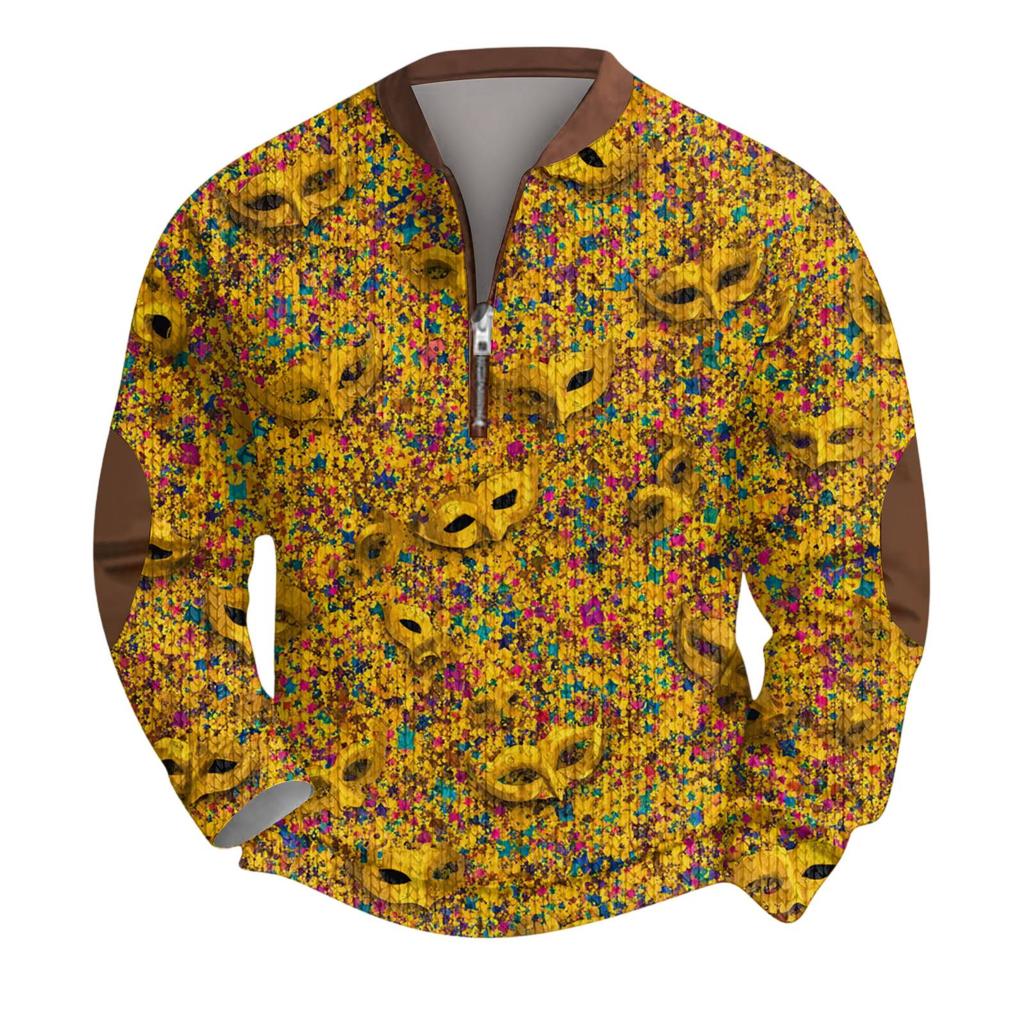 Pánský vánoční svetr Mikiny na zip Vintage pletený Grafická mikina Karnevalový Stojáček Pulovr