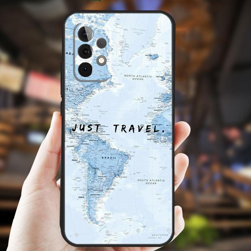 World Map Travel Case For Samsung Galaxy A15 A35 A55 A53 A33 A13 A36 A56 A26 A16 A22 A32 A52 A54 A34 A05 A06