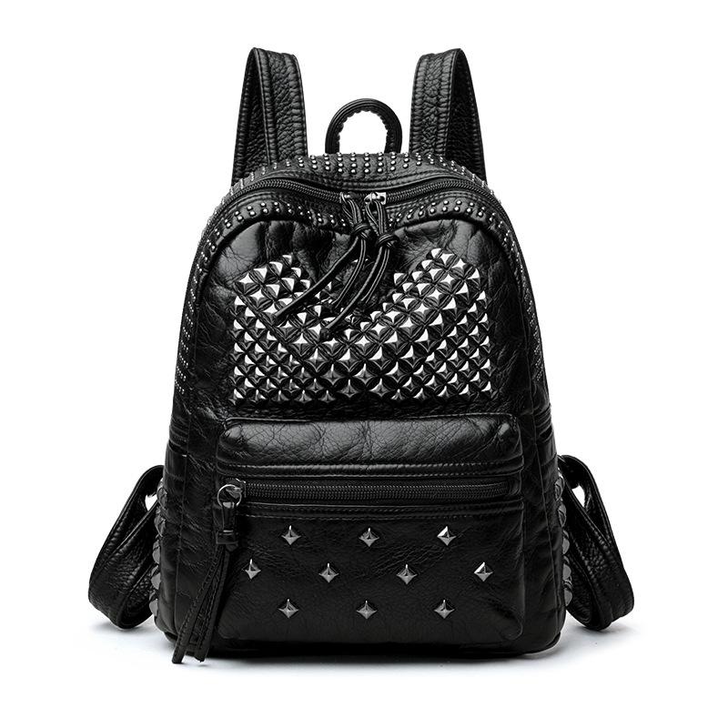

2025 Новая Мода Женские Рюкзаки Рюкзак из Выделанной Кожи чёрный