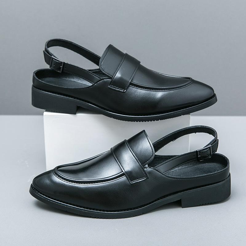 

Мужская обувь большого размера, летние новые полуоблегающие кожаные туфли, модная дышащая повседневная обувь, трендовая обувь в британском стиле 38 чёрный