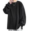 [Culeevp] Men's Long-Sleeve T-Shirt, Plus Sizes, Plain, Thick, Long T-Shirt, Men's Autumn/Winter Clothing, Sweatshirt, Black, Size L