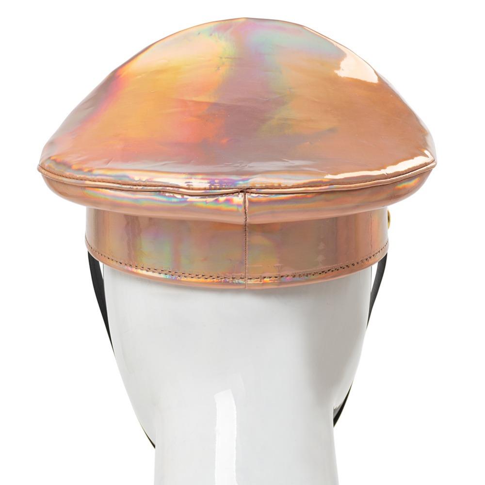 PU Leather Captain Cap Prom Performance Big Brimmed Hat Bar Cosplay Show Hat Personality Beret Cap