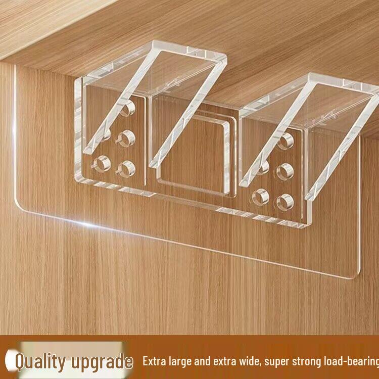 Multi-layer Adhesive Wall-Mount Storage Rack with Transparent Hooks for Bathroom