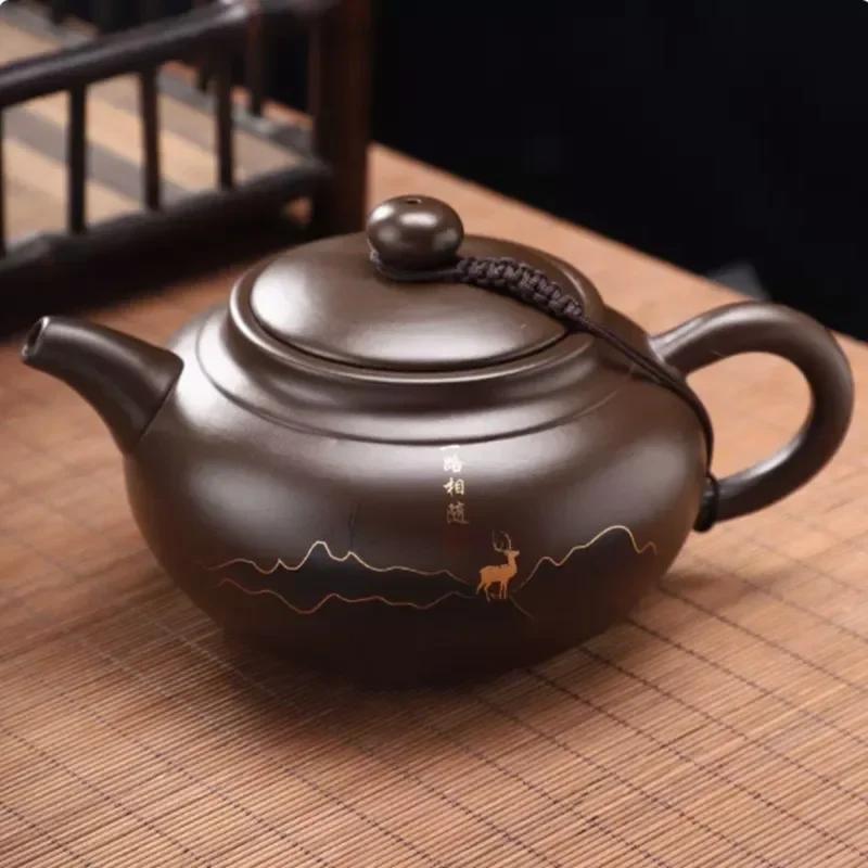1PC 430ml Authentic Yixing Purple Clay Teapot Handmade Beauty Teapot Custom Filter Tea Infuser Chinese Tea Ceremony Accessories