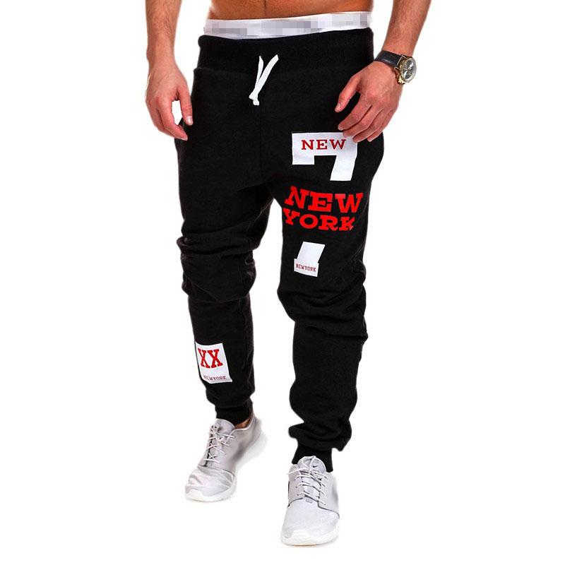 Pantaloni de fitness noi cu design hip hop cu alfabet imprimat pentru sport și timp liber pentru bărbați