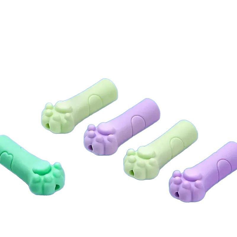 Soft Silicone Cat Paw Pencil Cap & Grip Aid for Kids - Cartoon Eraser Sleeve for Boys & Girls