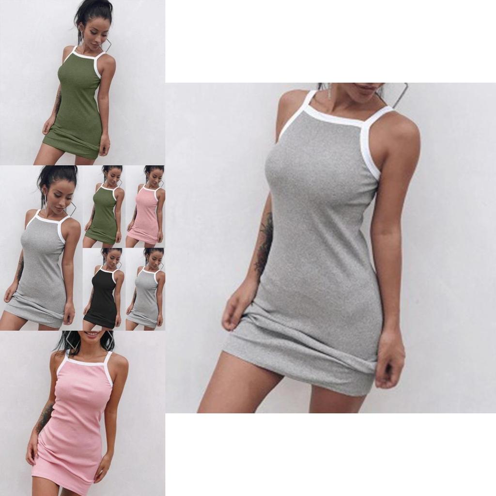 Women Casual Sexy Summer Dress Sleeveless Strap Short Slim Cotton Blend Style