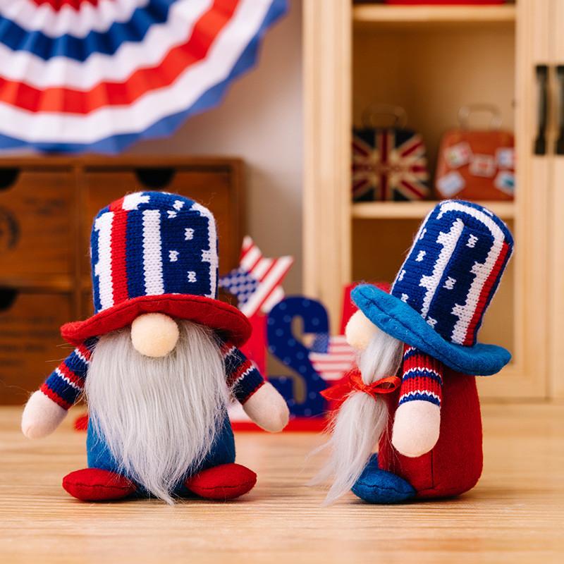 Patriotic Stylish New Gnome Decoration With Independence Day Knit Hat For Festive Decor