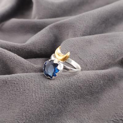 London Blautopas Schmuck, 925 massiver Sterlingsilberring, handgefertigter wunderbarer Edelstein-Schmuckring für den Gedenktag