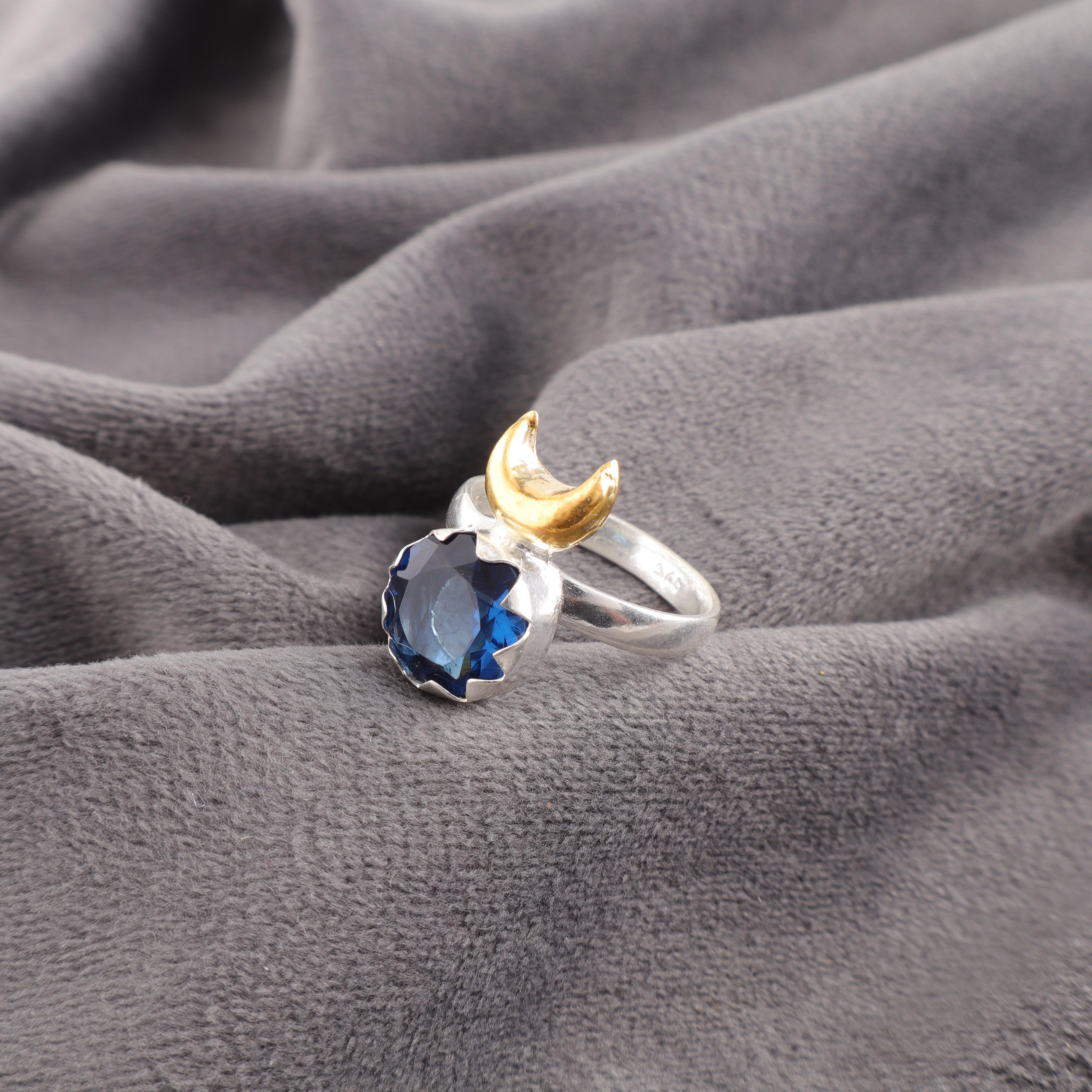 

Украшения с лондонским голубым топазом, кольцо из стерлингового серебра 925 пробы, кольцо ручной работы с замечательным драгоценным камнем на День памяти 12 синий