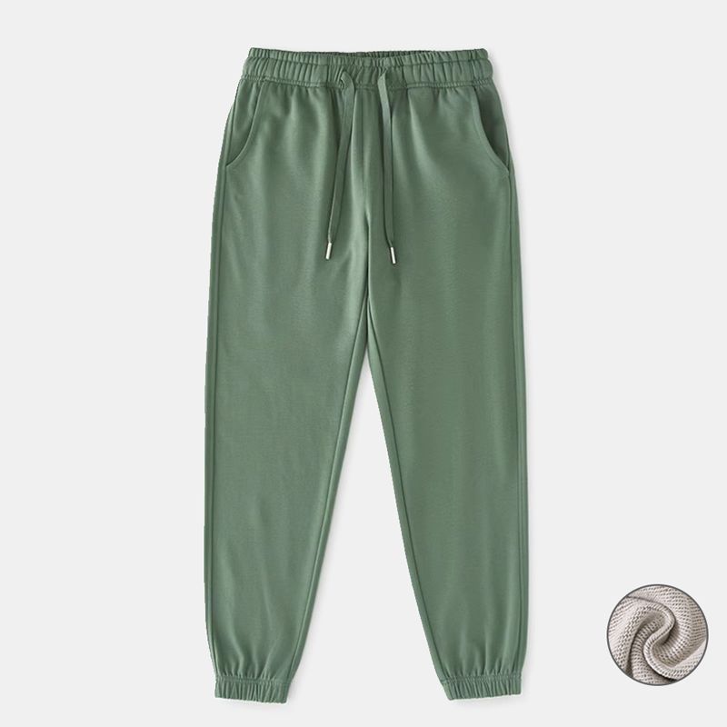 Spring Red Pure Cotton Casual Female Winter Fleece-Lined Track Pants