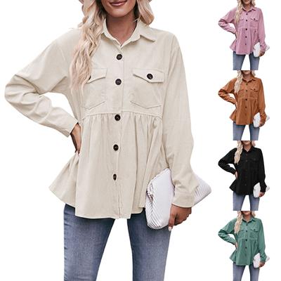 Women's Autumn And Winter New Fashion Casual Babydoll Shirt Babydoll Corduroy Shirt