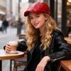 Fashion PU Beret Hat Casual Retro Painter Hat British Style Adjustable Leisure Visor Cap Men Women