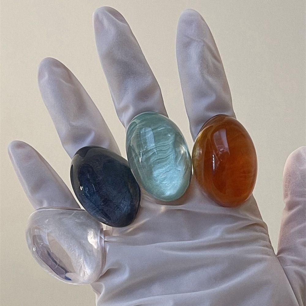 Geometry Resin Oval Rings Vintage Women's Jewelry Unique Exaggerated Ring  Winter