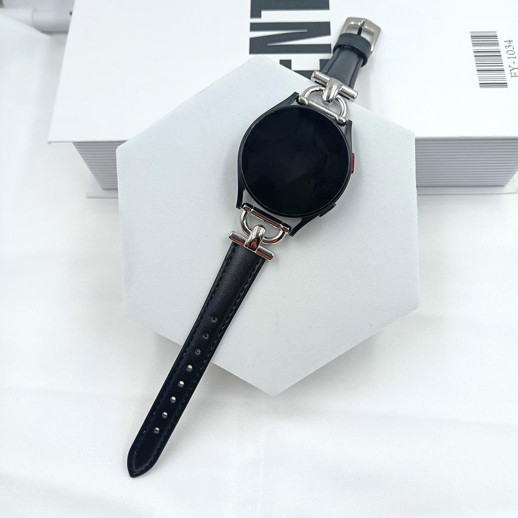 20 22mm Metal+Leather Strapr Samsung Galaxy Watch4 5 6 Active2 Bend for Huawei  GT4/GT/2e/pro 42/46mm Replacement Strap