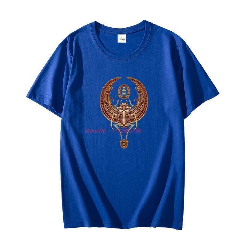 Classic T Shirt For Unisex Graphic T Shirts Red Winged Egyptian Scarab With Ankh Oversized Tshirt Cotton Tshirt Unisexs Clothing